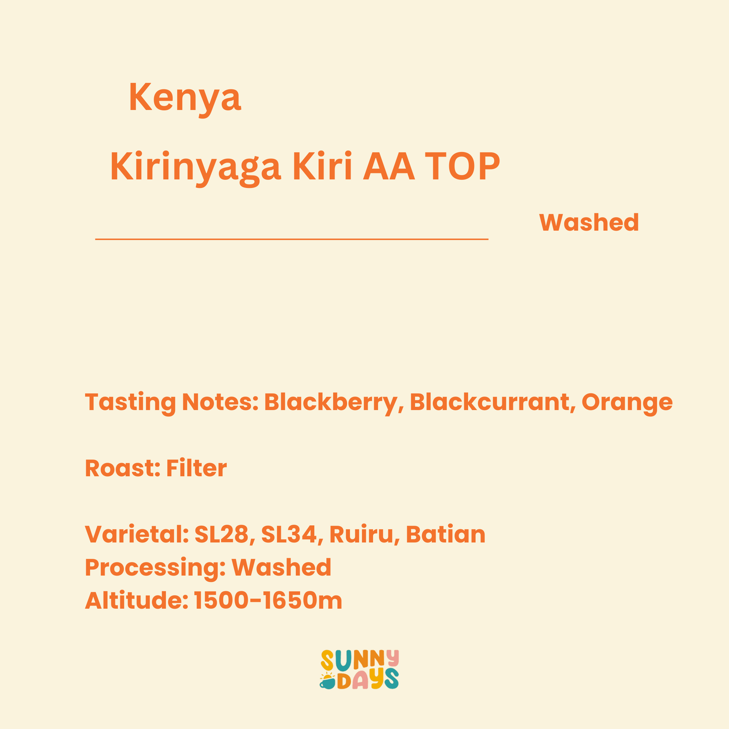 Kenya - Kirinyaga Kiri AA Top - Washed