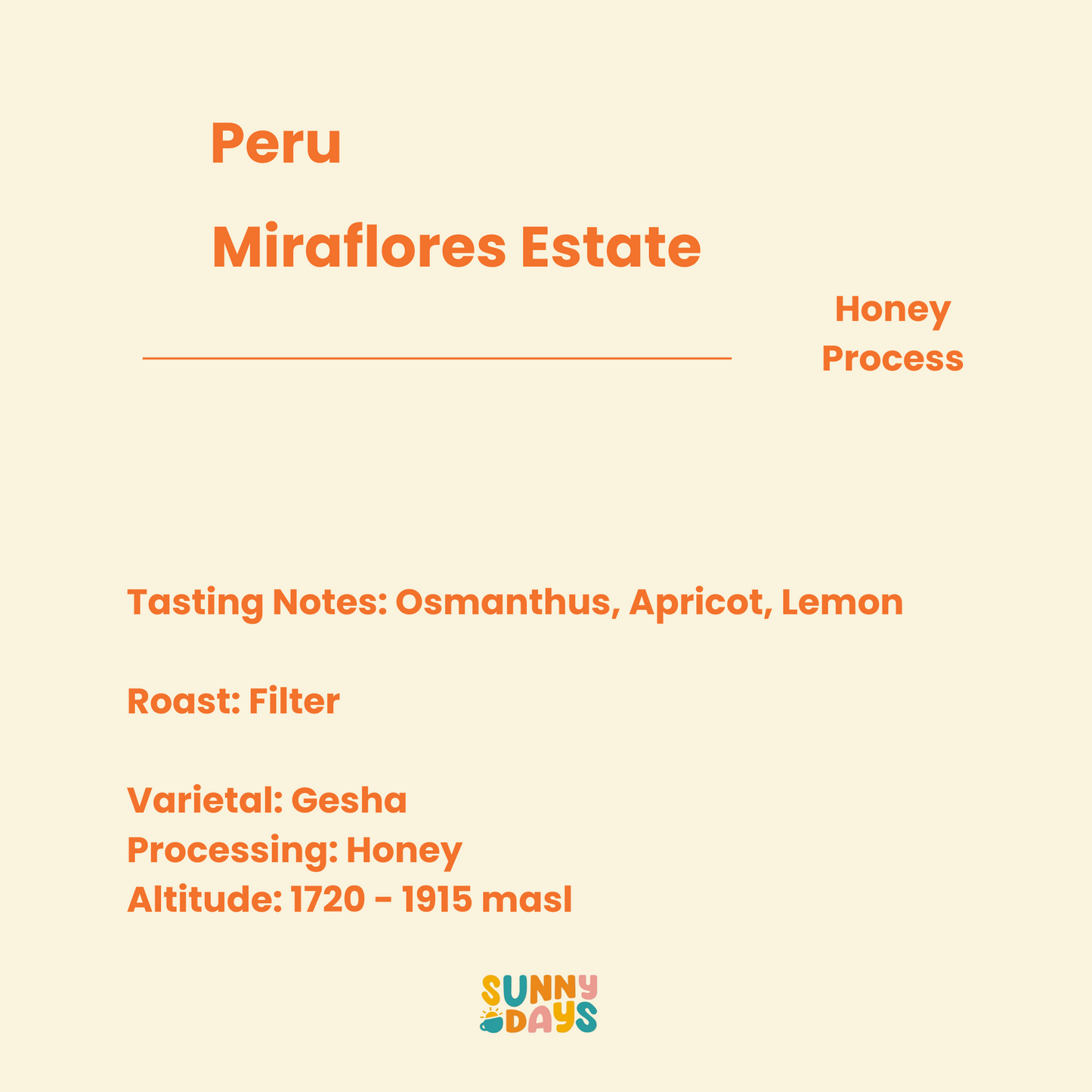 [ROAST ON 25/8] Peru Miraflores Gesha Honey Process