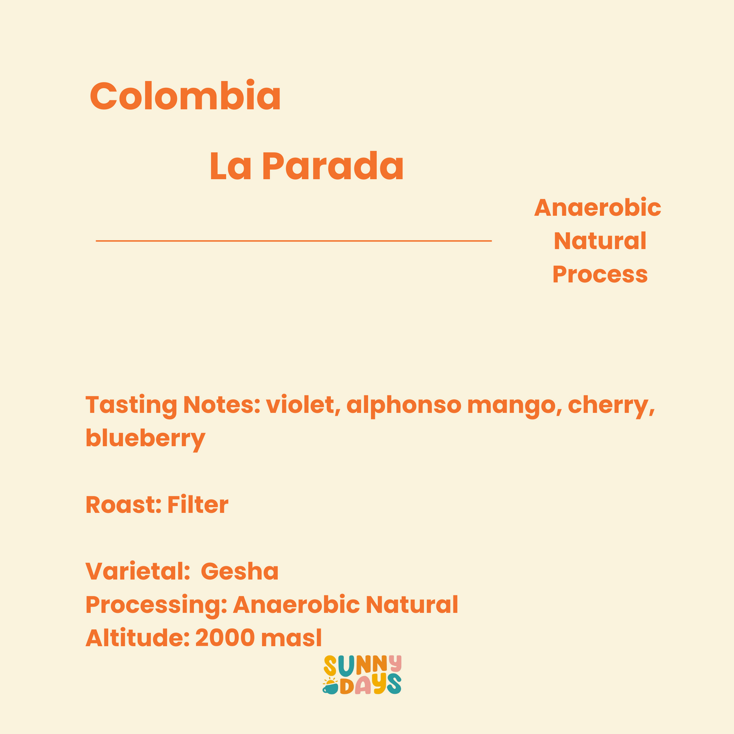 Colombia La Parada #2 Gesha Anaerobic Natural
