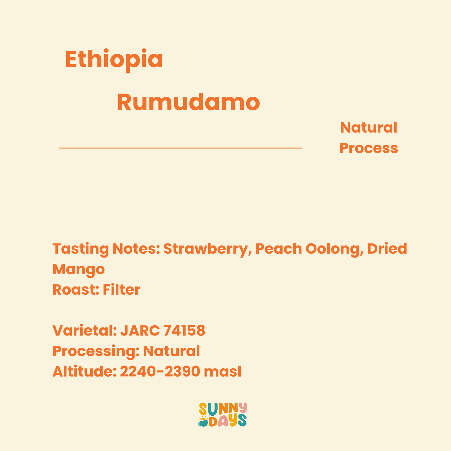 [ROAST ON 25/8] Ethiopia Rumudamo Natural 74158